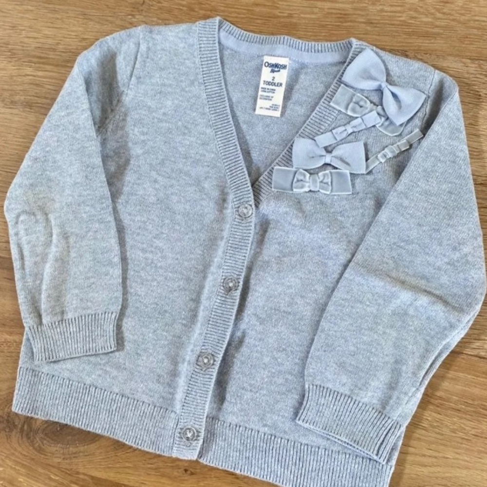 Light gray Ribbon detail cotton cardigan